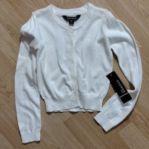 George Girls White Button Front Cardigan Sweater XS (4–5) NWT